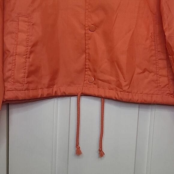 Champion Women's Heritage Coaches Jacket Script Logo Color Groovy Papaya Size M - Picture 6 of 13